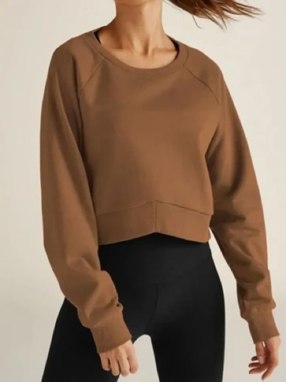 Women’s Beyond Yoga Cropped Pullover with Soft Stretch and Style in Toffee
